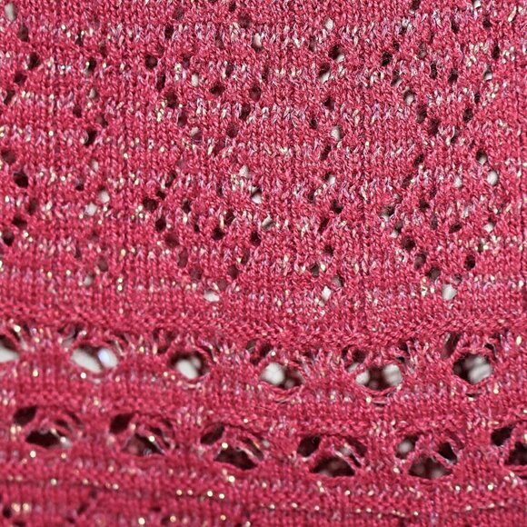 CP Shades - Pointelle Cardigan - Lurex Metallic Knit, Red, sz S - Picture 10 of 11